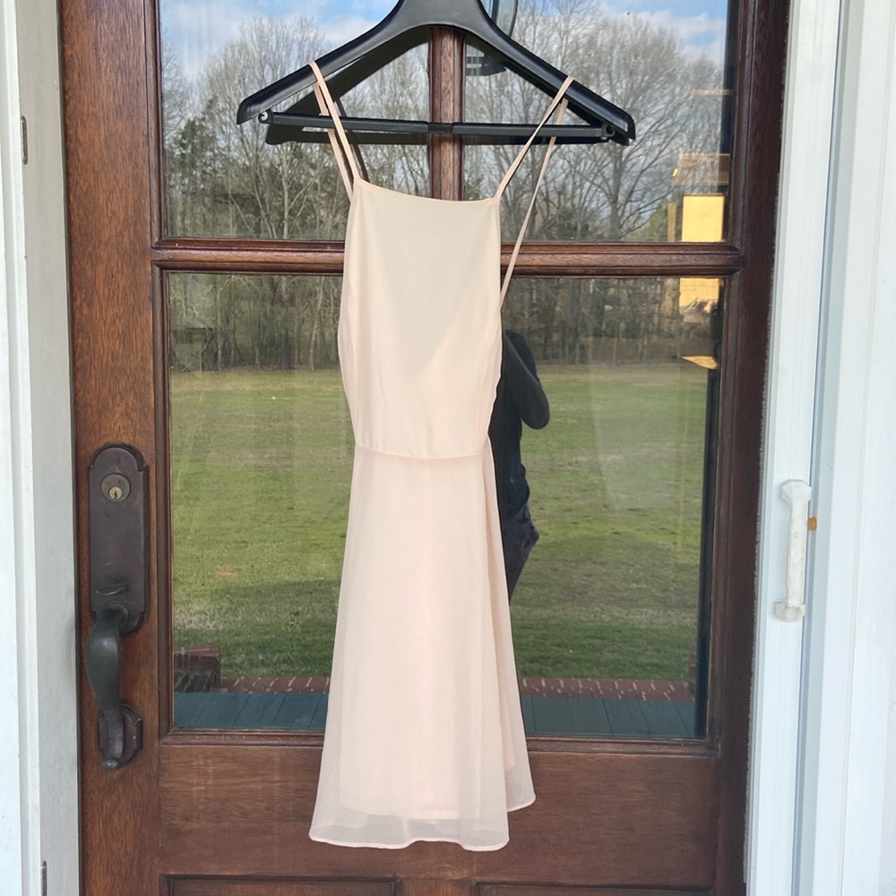 Lulu’s letter of love backless skater dress‎ in nude!  size S. NWT